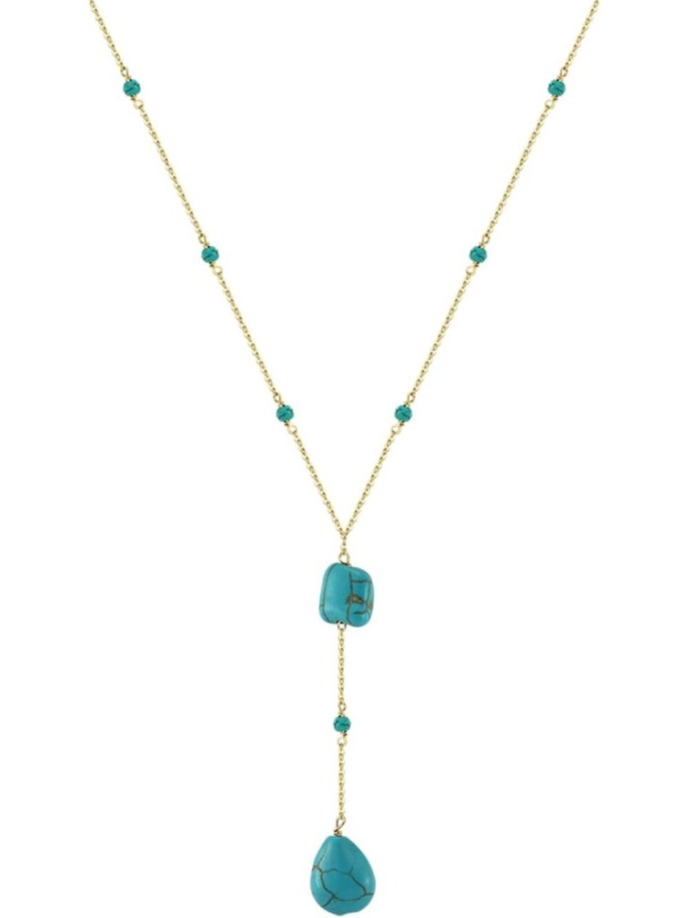 Turquoise Gemstone Y Necklace | Vintage 925 Sterling Silver Drop Jewelry for